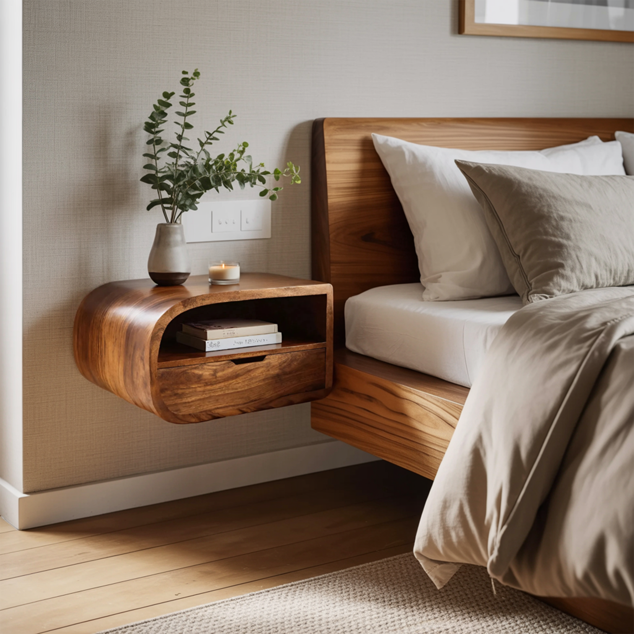 Minimalist Floating Nightstand With Storage For Bedroom RTTHHNNS006