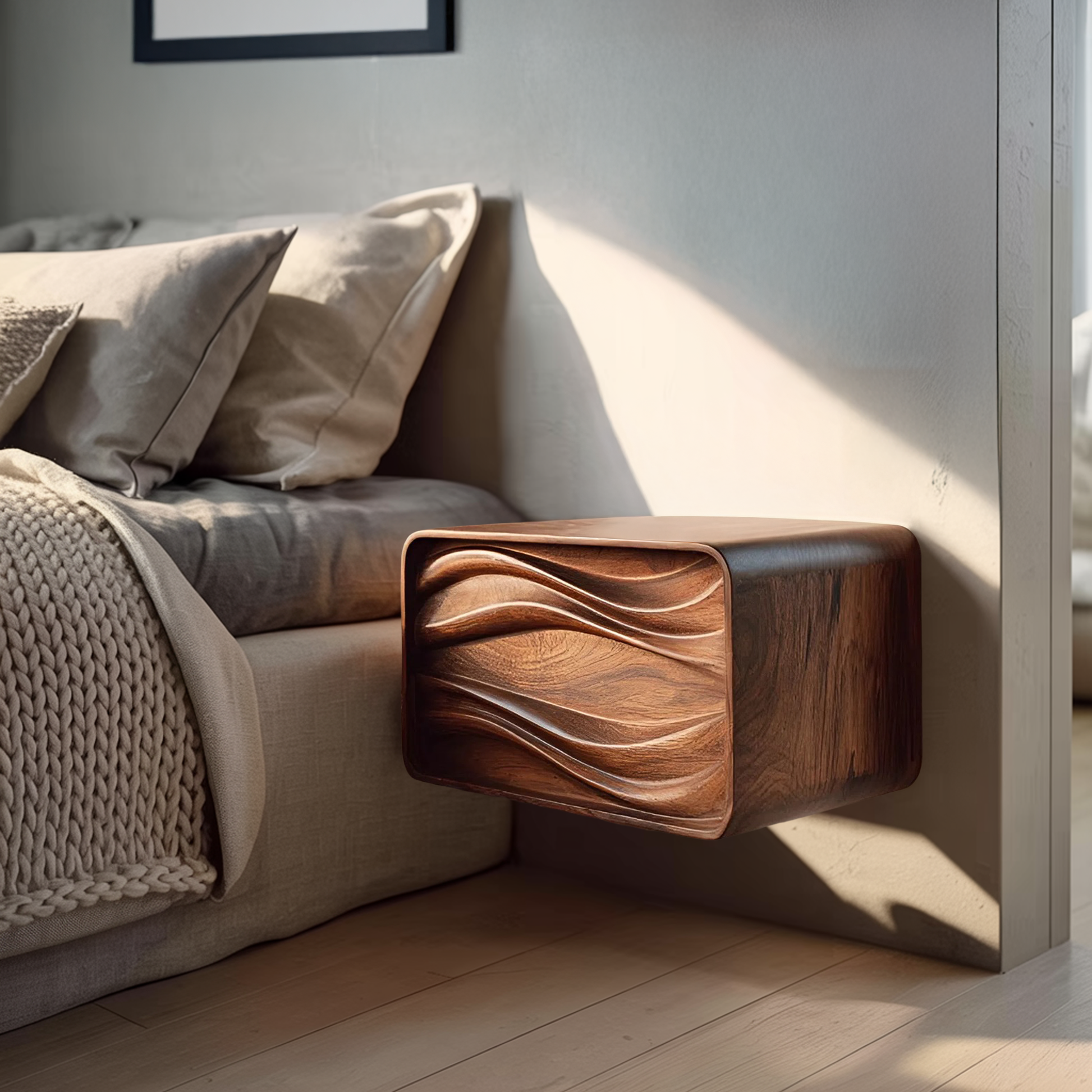 Organic Sculptural Floating Bedside Table For Bedroom Decor RTTHHNNS012