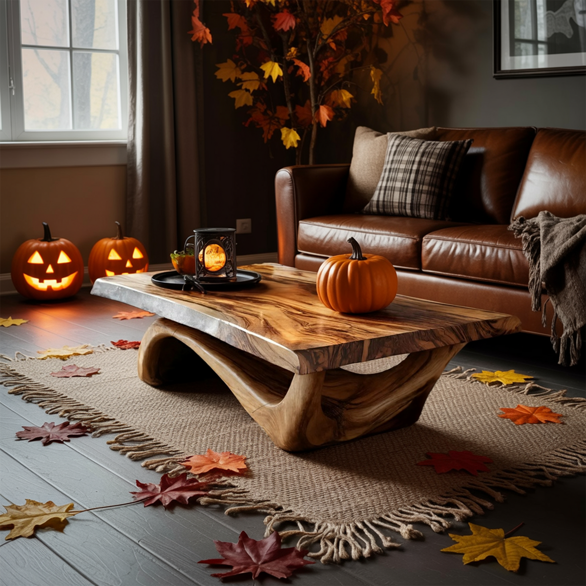 Modern Solid Wood Coffee Table Livingroom Decor Spooky Haunted Style