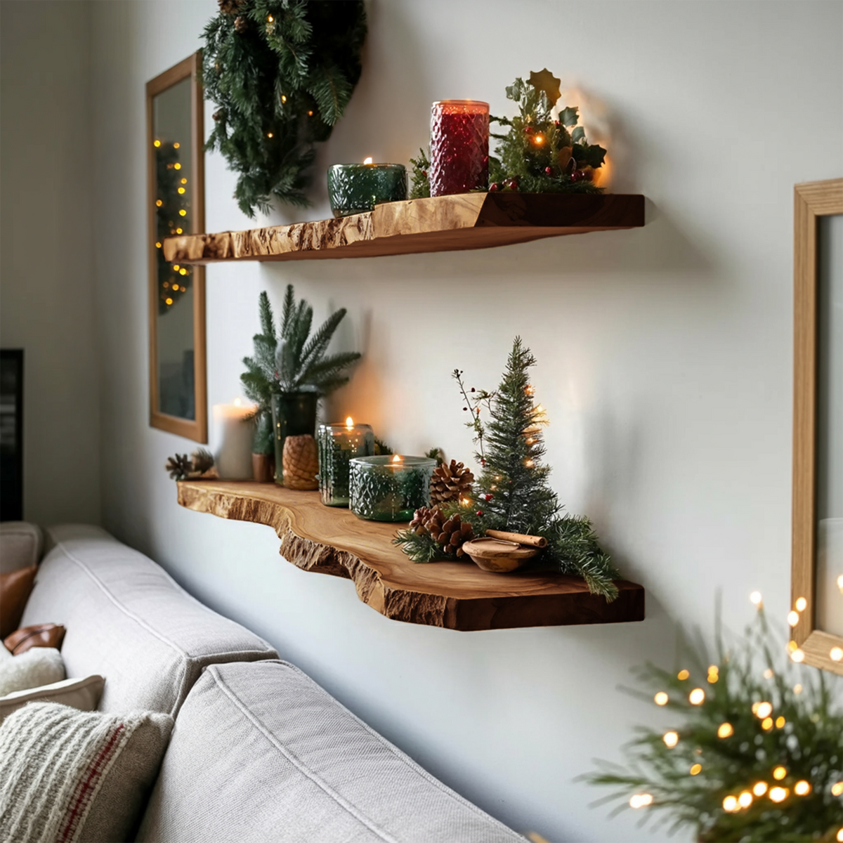 Handcrafted Solid Wood Floating Shelf For Christmas Bedroom Design