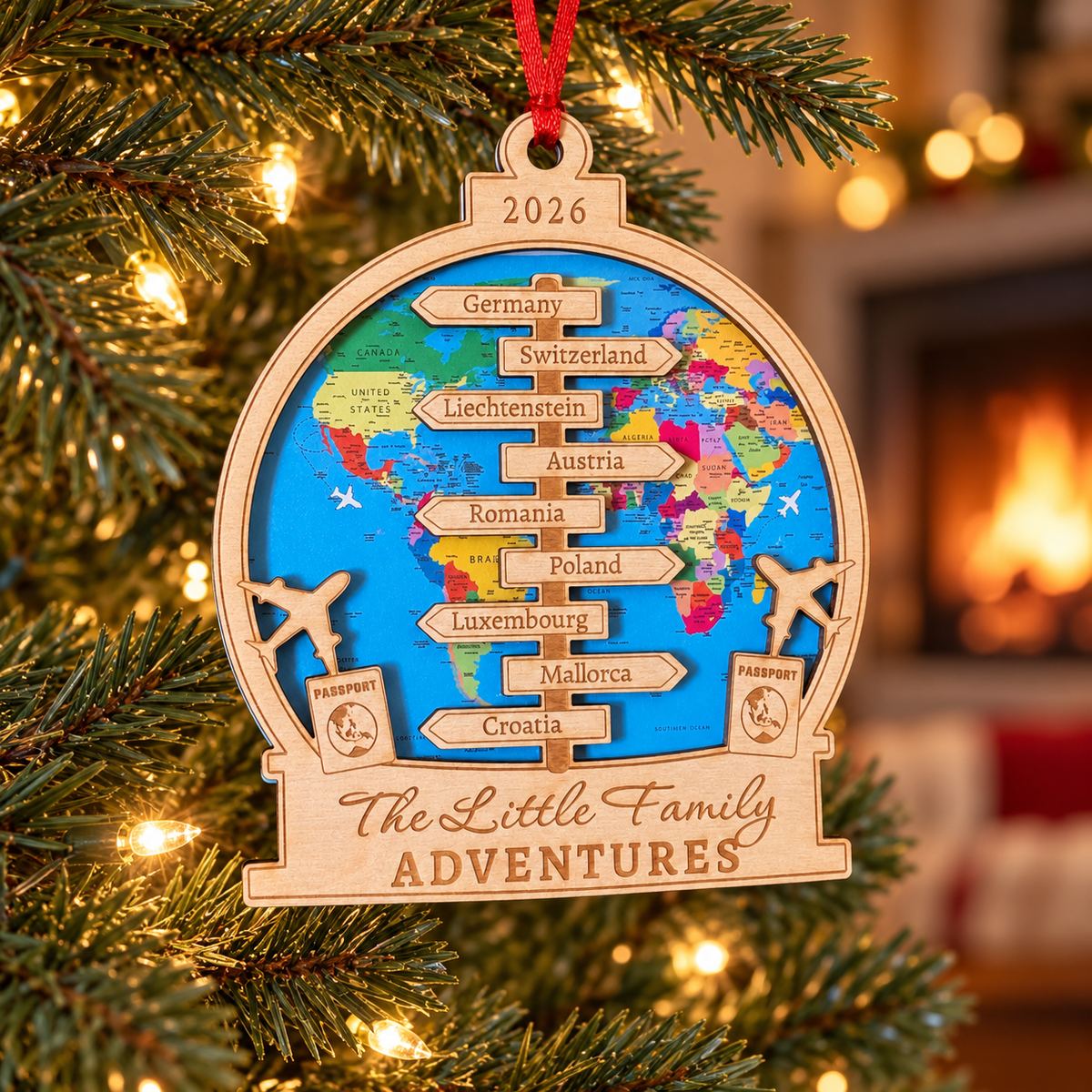 Personalized Travel Ornament, Adventure Ornament, Personalized Keepsake, Christmas Gift, Custom Snow Globe Ornament