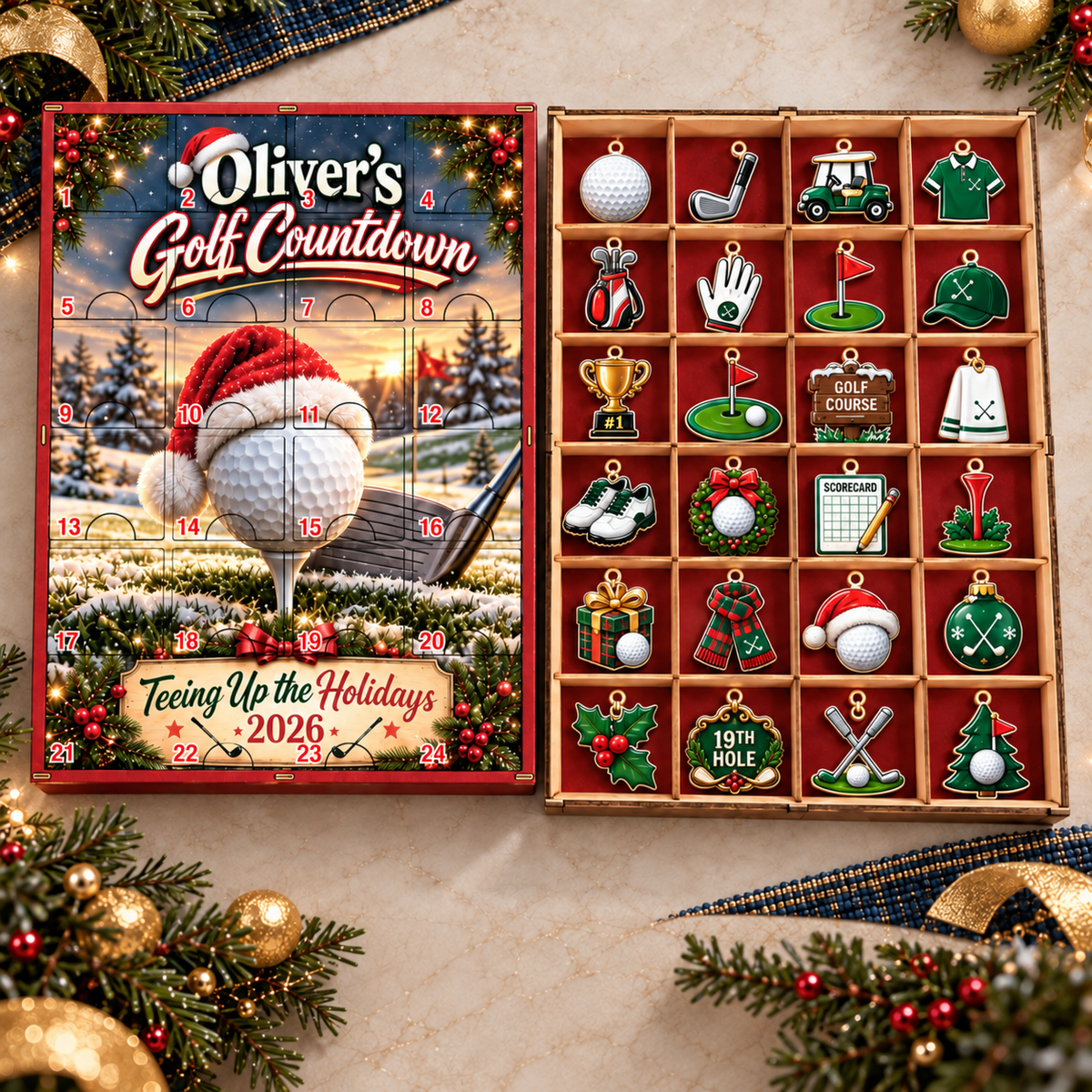 2026 Golf Advent Calendar With Custom Family Name