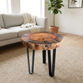 Live Edge Tree Slice End Coffee Table – Unique Rustic Wood Coffee Table With Unique Texture