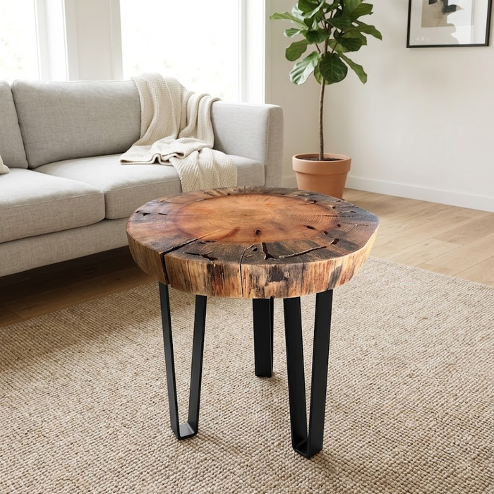 Live Edge Tree Slice End Coffee Table – Unique Rustic Wood Coffee Table With Unique Texture