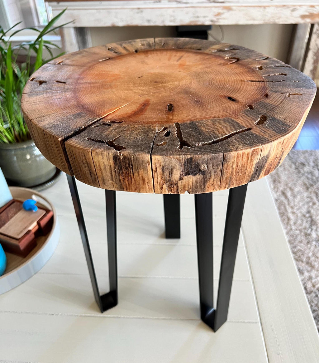Live Edge Pine Table, Stool, Stand