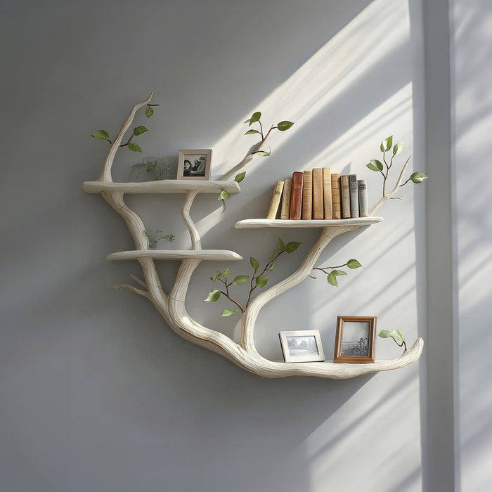 Handmade Tree Branch Bookshelf - Rustic Wood Floating Wall Shelf