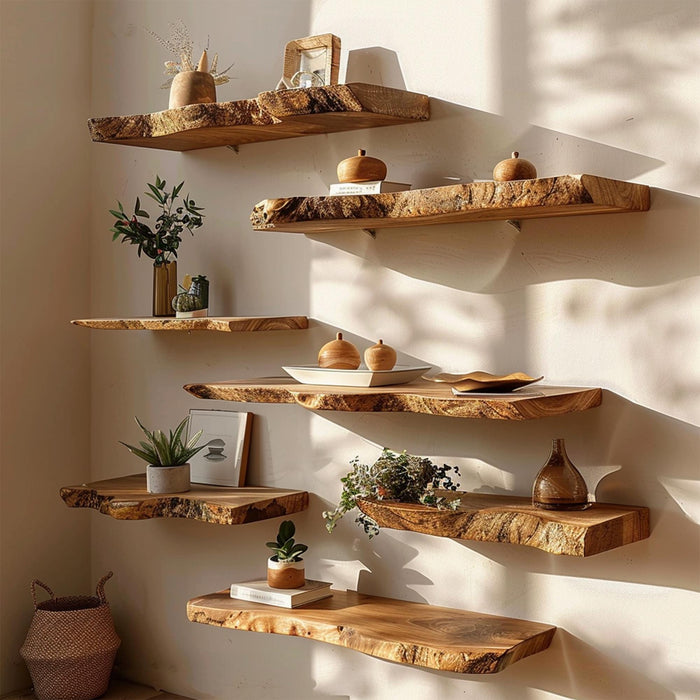 Handmade floating wall shelf live edge walnut floating shelf nursery bookshelf floating corner shelf home decor housewarming gift