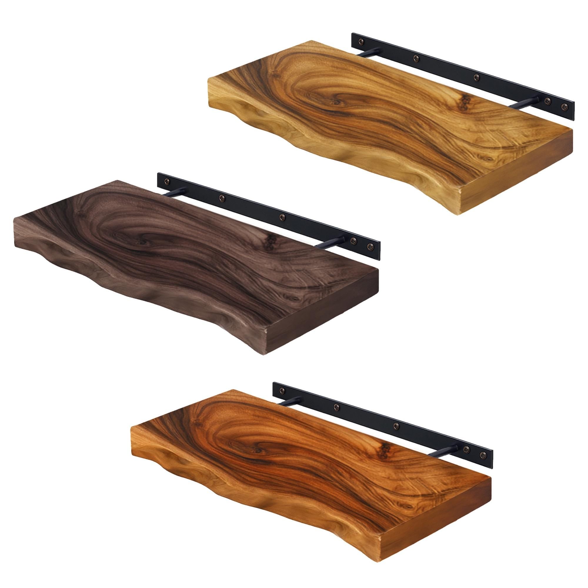 Rustic Live Edge Wood Floating Corner Shelf