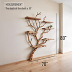 Tree branch bookshelf wall mounted bookcase driftwood shelf solid wood bookshelves art decor