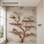 Tree branch bookshelves on wall natural wood bookcase floor bookshelf driftwood wall art unique handcrafted