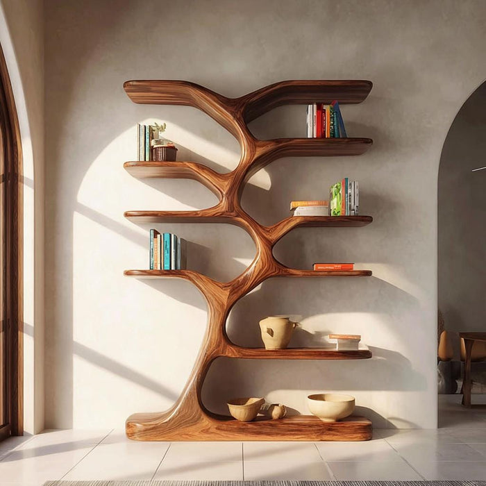 Rustic tree bookshelf solid wood handmade living room decoration tree branch floating corner shelf driftwood natural wooden