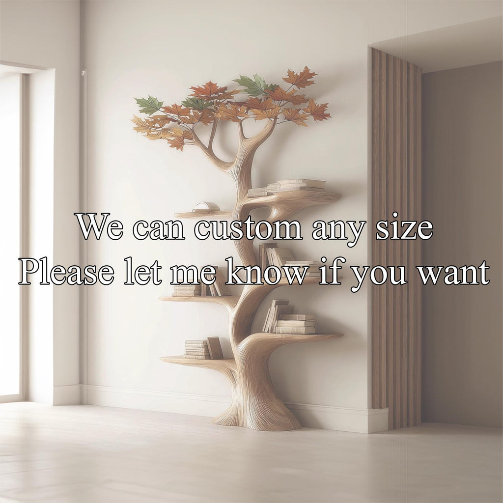 Rustic Wooden Tree Bookshelf, Natural Wood Bookcase, Home Office Decor
