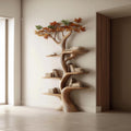 Rustic Wooden Tree Bookshelf, Natural Wood Bookcase, Home Office Decor