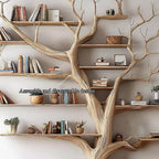 Solid Wood Tree Bookshelf: Rustic Handmade Office Decor