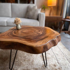 Rustic Solid Wood Coffee Table, Handmade Farmhouse Center Table for Cozy Living Room