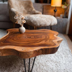 Rustic Solid Wood Coffee Table, Handmade Farmhouse Center Table for Cozy Living Room