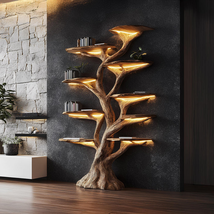 Tree Bookshelf, Rustic Wooden Book Tree Shelf, Unique Wall-Mounted Bookcase, Natural Wood Furniture, Home Office Decor, Custom Shelf Display