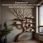 Corner driftwood tree branch solid wood bookshelf wall mount floating live edge furniture decoration