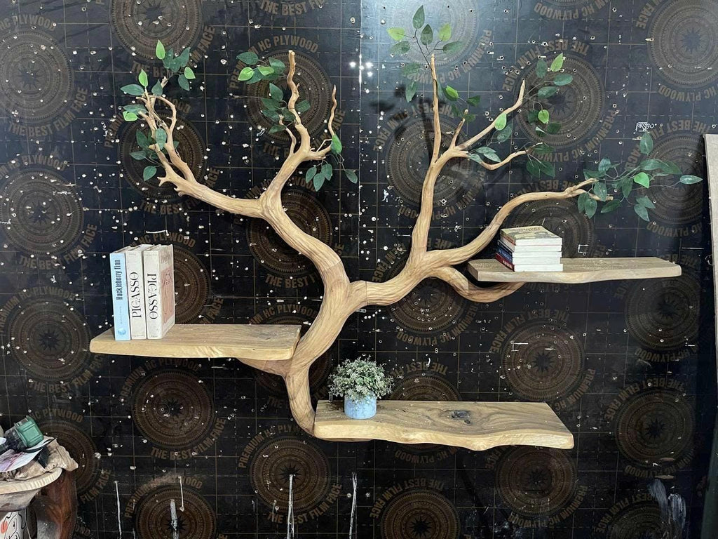 Natural Wood Bookcase Tree Bookshelf Custom Bookshelf Handmade Furniture for Living Room Decor