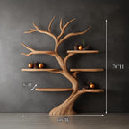 Tree Bookshelf Wood Bookcase Wall Bookshelf Handmade Furniture for Cozy Christmas Home Decor