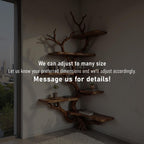 Tree corner bookshelf driftwood branch shelf solid wood bookcase on wall art home decor
