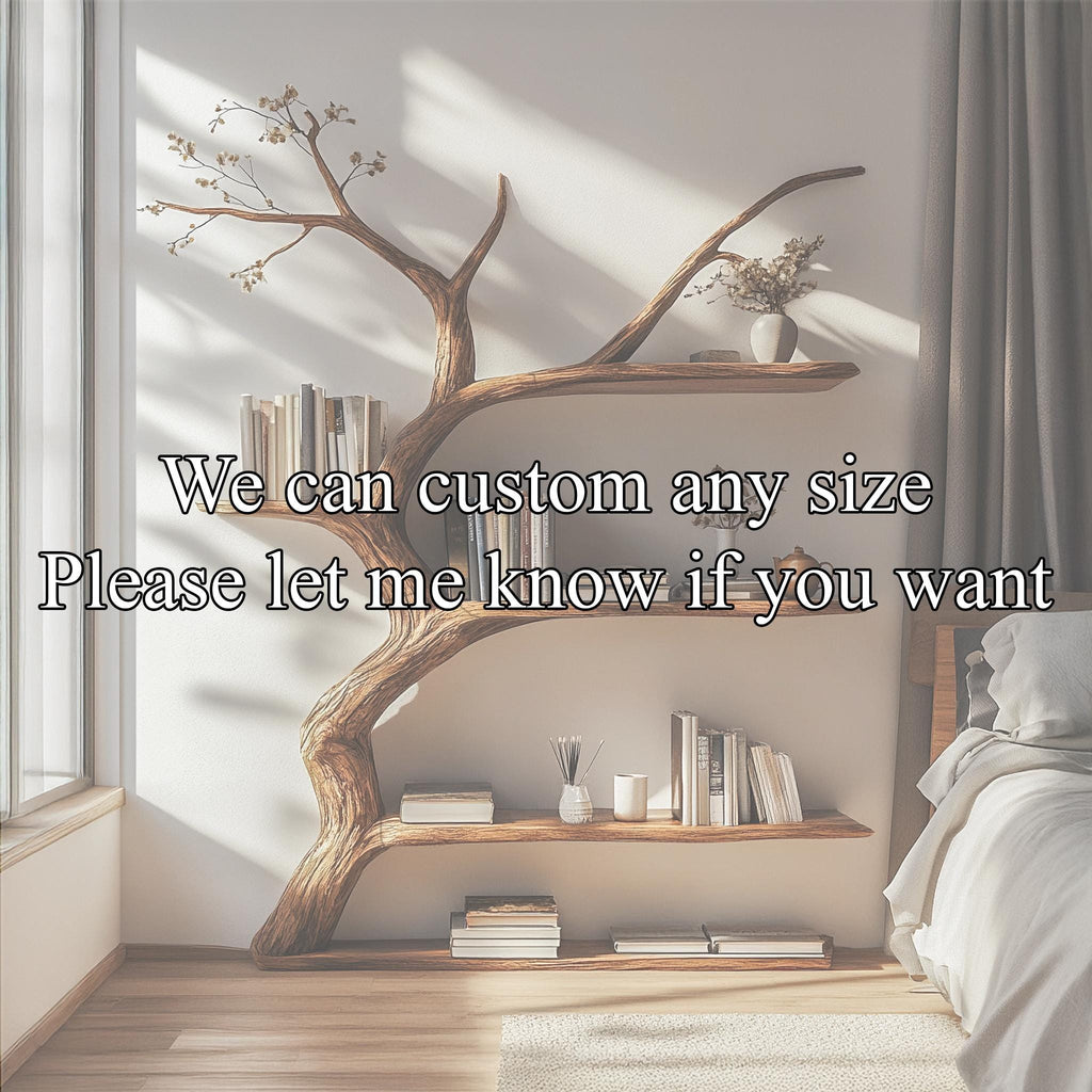 Book Shelf Art Rustic Bookcase Tree Branch Shelf Wood Furniture For Living Room Decor