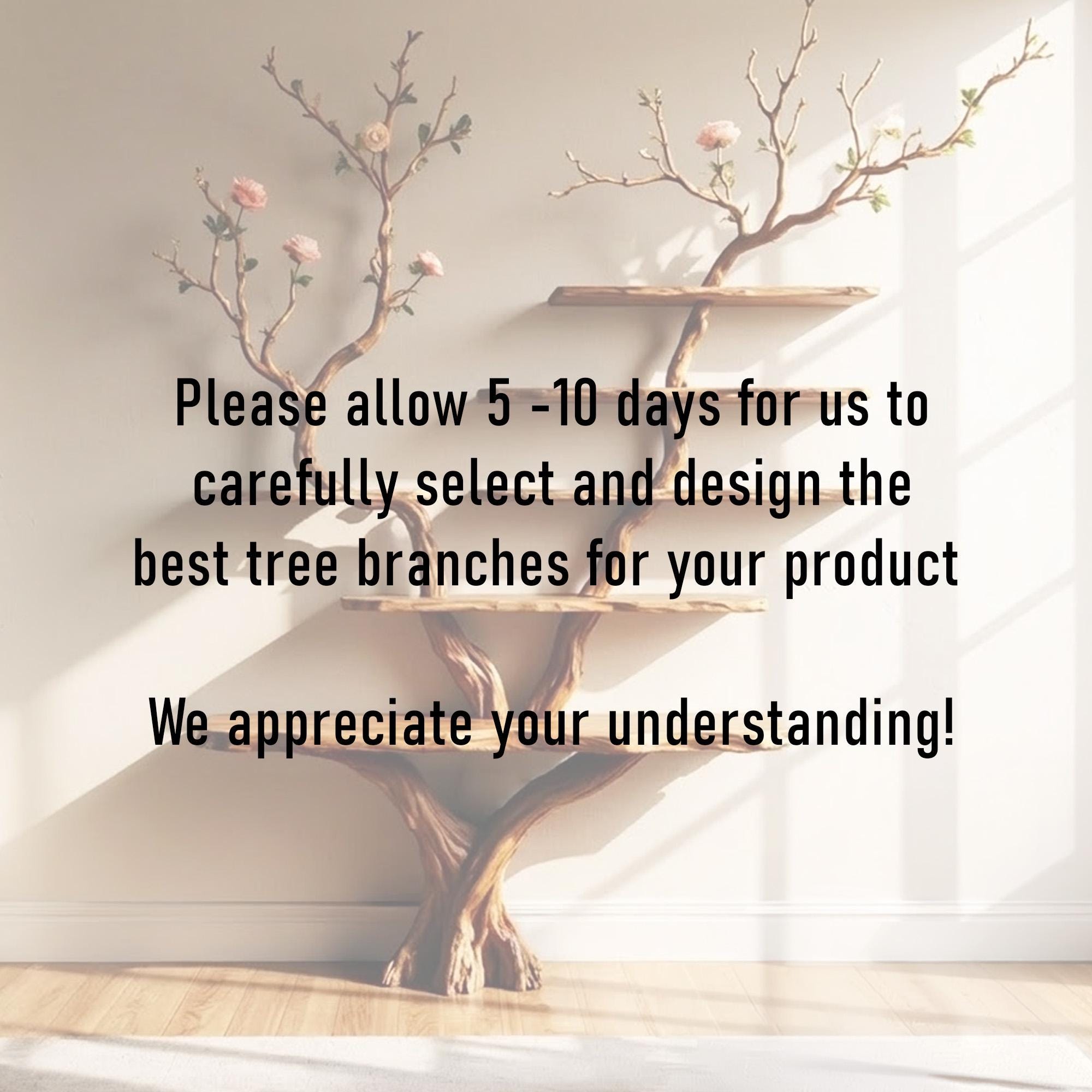 Natural wood bookshelf tree branch shelves on wall floating book shelf solid wood sculpture art