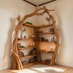 Corner Bookshelf Tree Corner Shelf Tall Corner Bookcase Handmade Furniture Living Room Decor