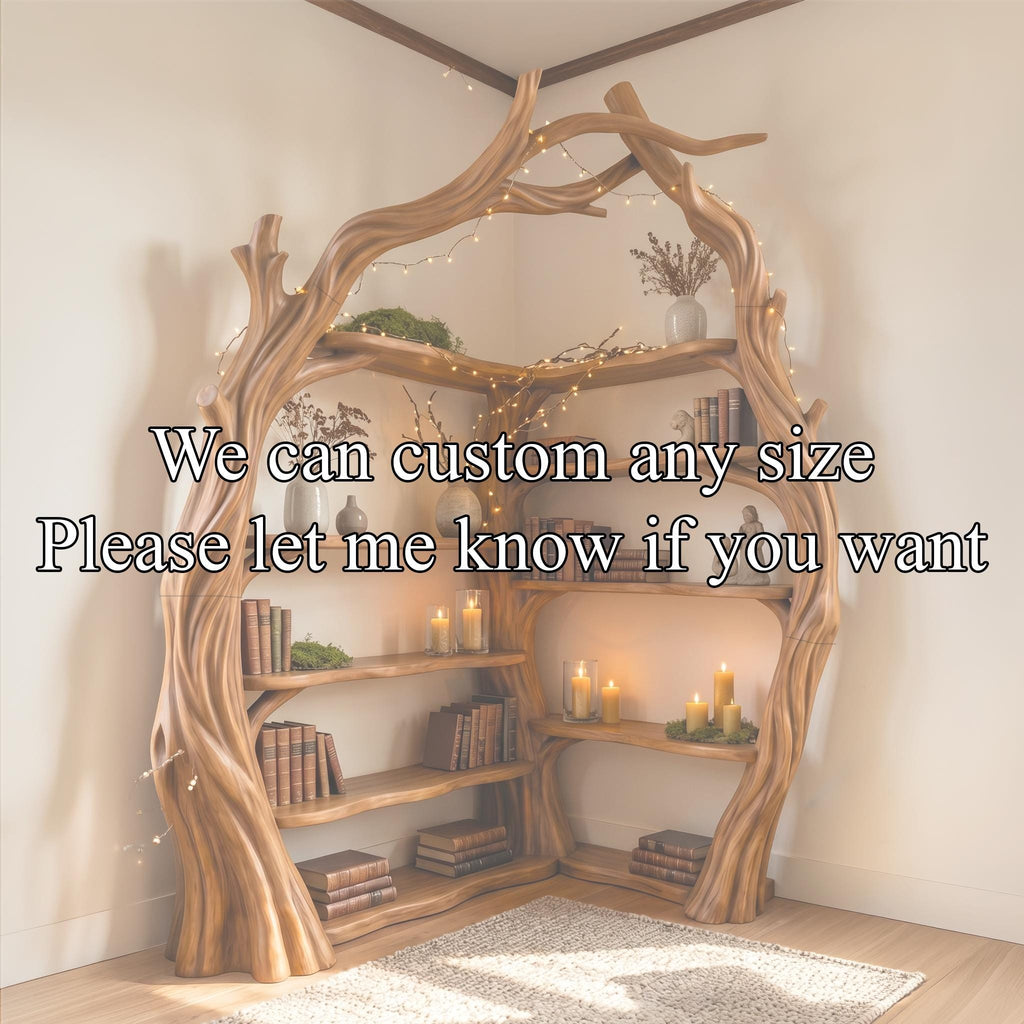 Corner Bookshelf Tree Corner Shelf Tall Corner Bookcase Handmade Furniture Living Room Decor