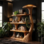 Mushroom Shelves Wood Bookcase Mushroom Wall Shelf Handmade Furniture Living Room Decor