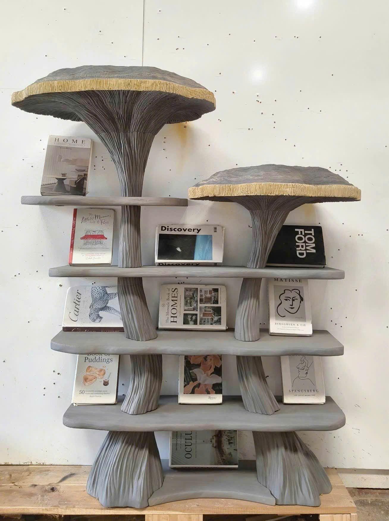 Mushroom Shelves Wood Bookcase Mushroom Wall Shelf Handmade Furniture Living Room Decor