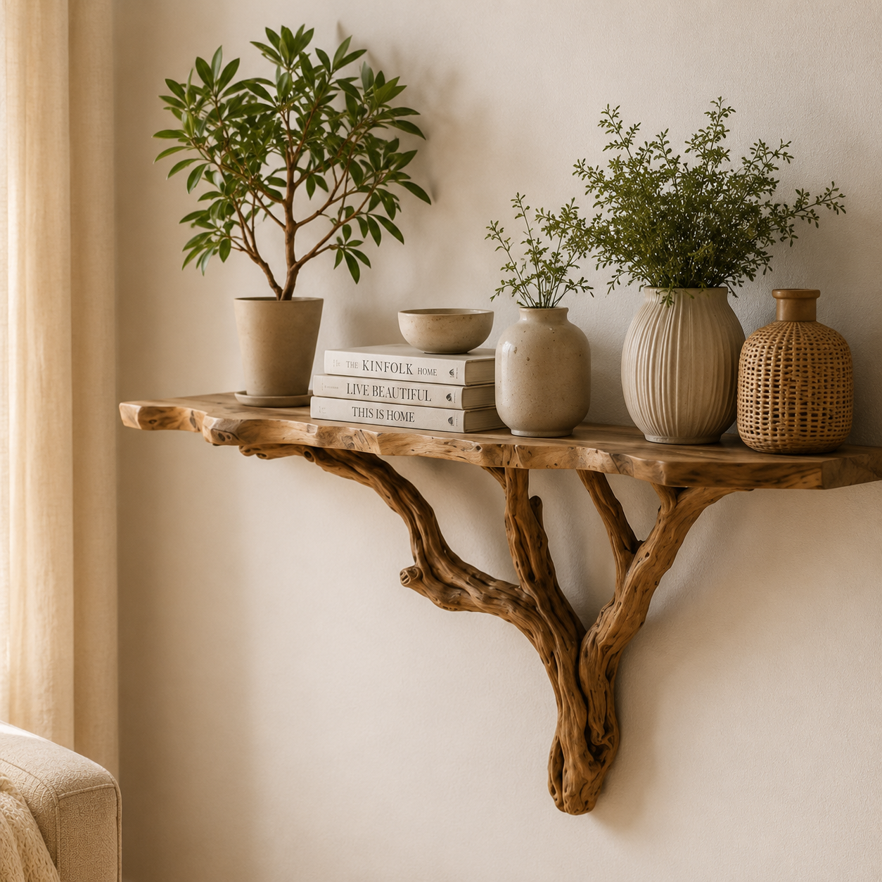 Woodera Tree Branch Bookshelves For Rustic Home Decor - WTBS0001