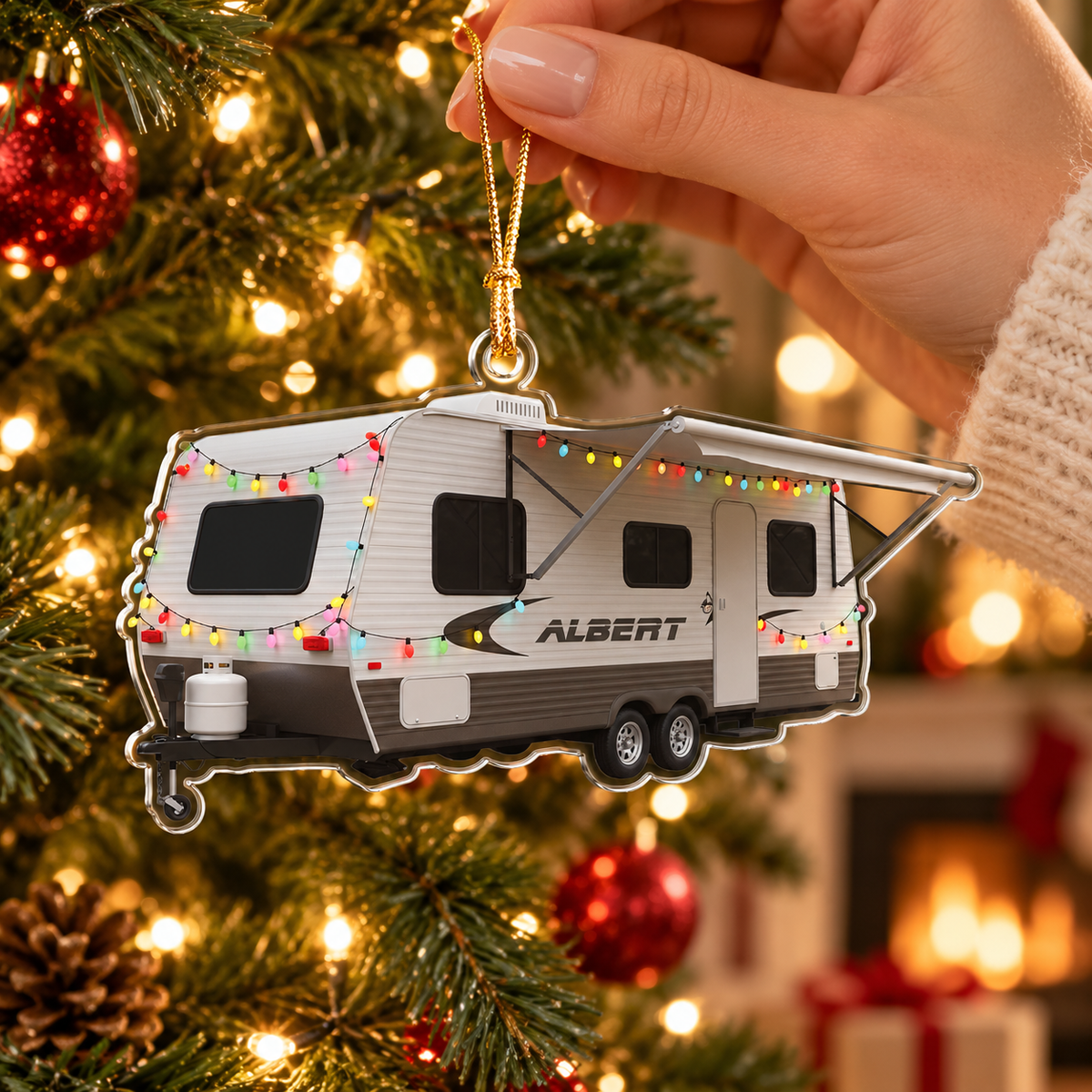 Custom Acrylic Camper Ornament, Personalized RV Ornament, Travel Family Name Ornament, Christmas Decoration, Holiday Camp Keepsake