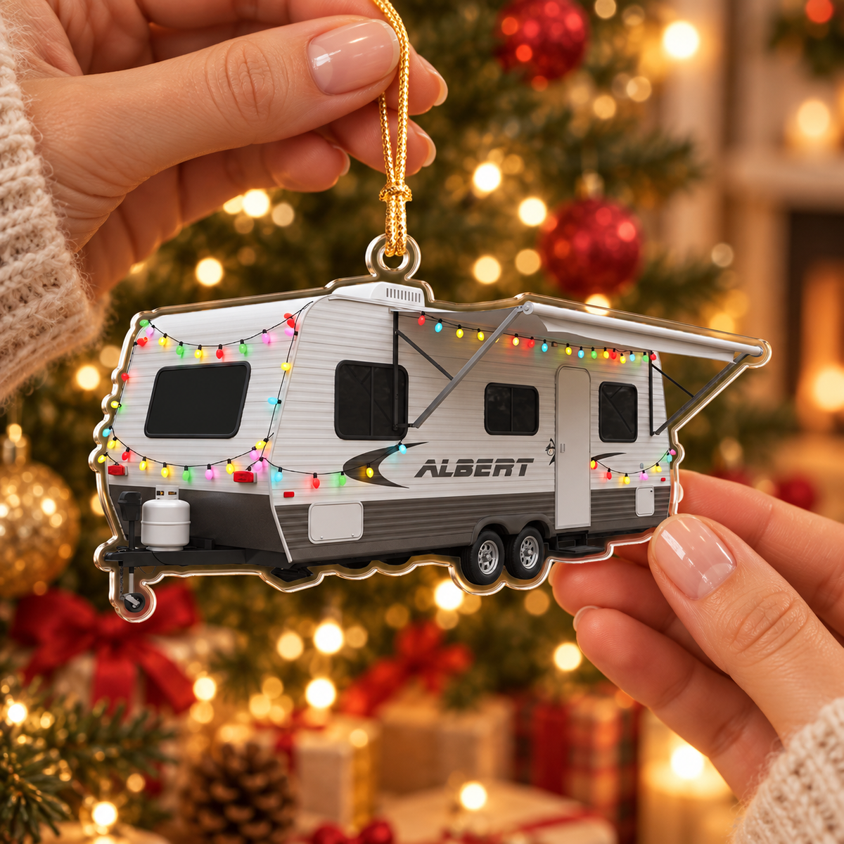 Custom Acrylic Camper Ornament, Personalized RV Ornament, Travel Family Name Ornament, Christmas Decoration, Holiday Camp Keepsake