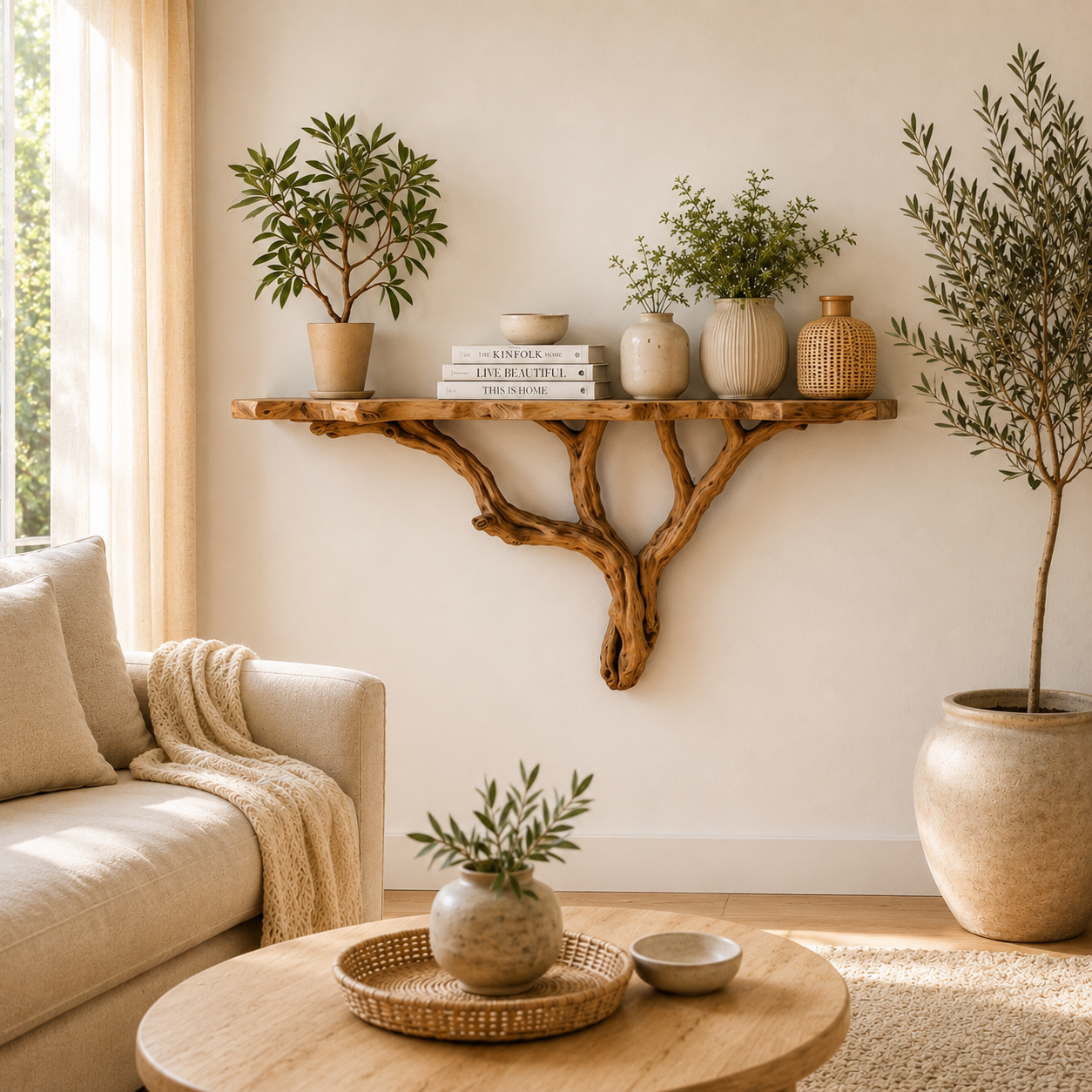 Woodera Tree Branch Bookshelves For Rustic Home Decor - WTBS0001