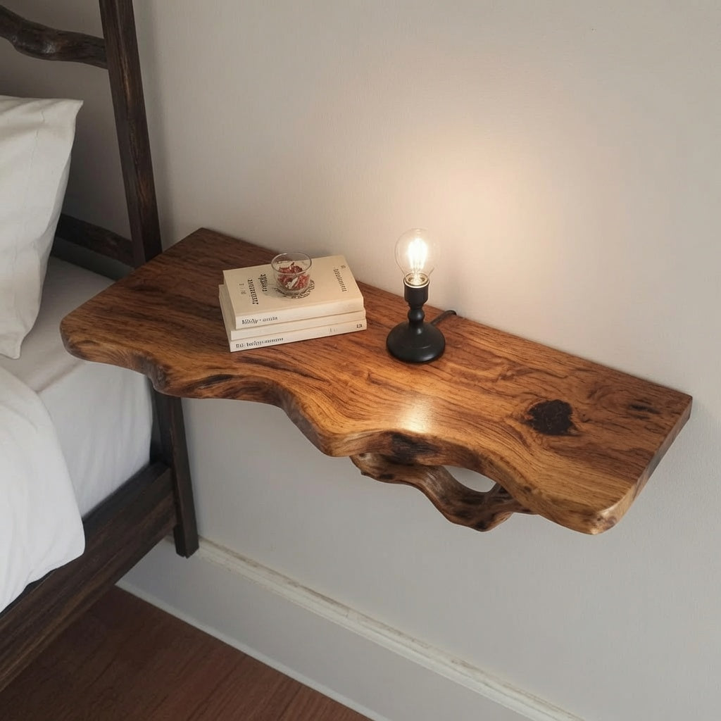 Woodera Handcrafted Natural Solid Wood Tree Branch Floating Shelf - WTBS0002