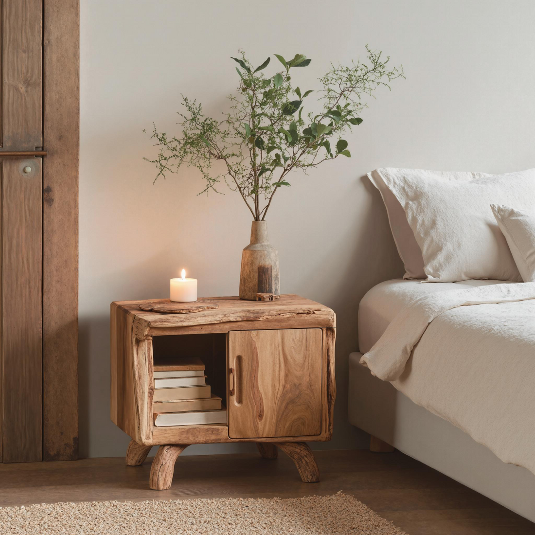 Rustic Wooden Nightstand For Cozy Bedroom Style SILDTTNNS004