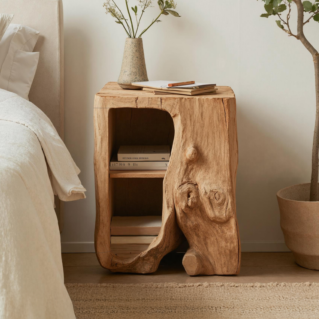 Farmhouse Live Edge Nightstand Bedroom Furniture Design SILDTTNNS003