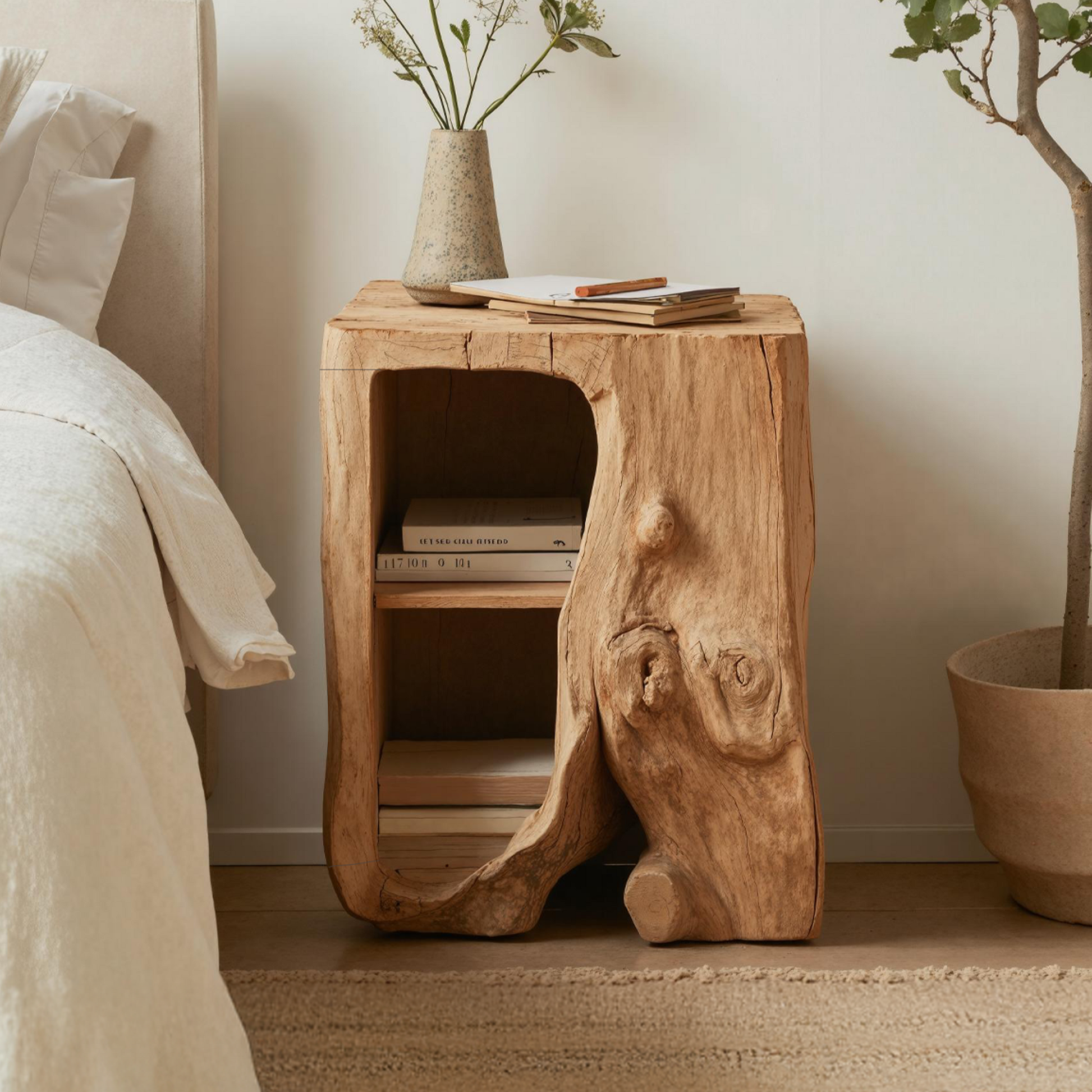 Farmhouse Live Edge Nightstand Bedroom Furniture Design SILDTTNNS003