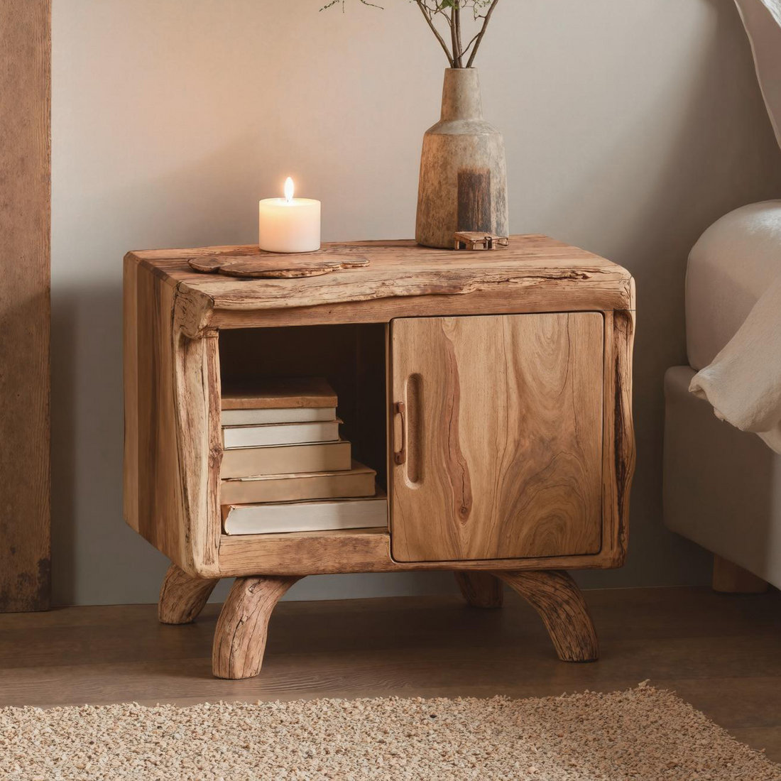 Rustic Wooden Nightstand For Cozy Bedroom Style SILDTTNNS004