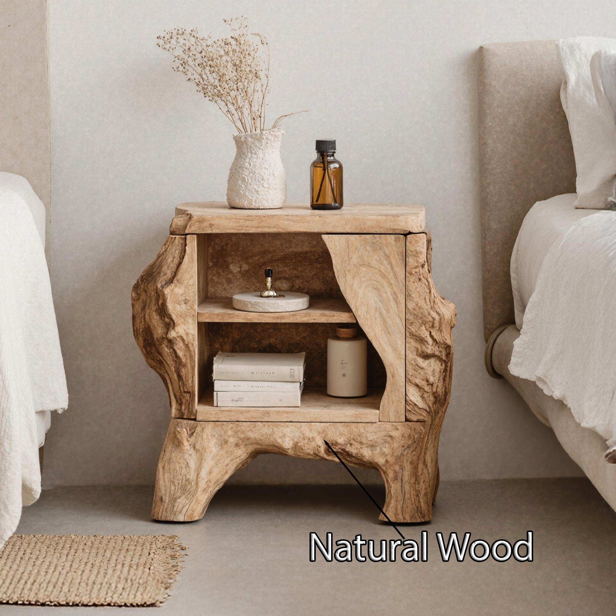 Mid Century Wooden Nightstand For Bedroom Decor SILDTTNNS002