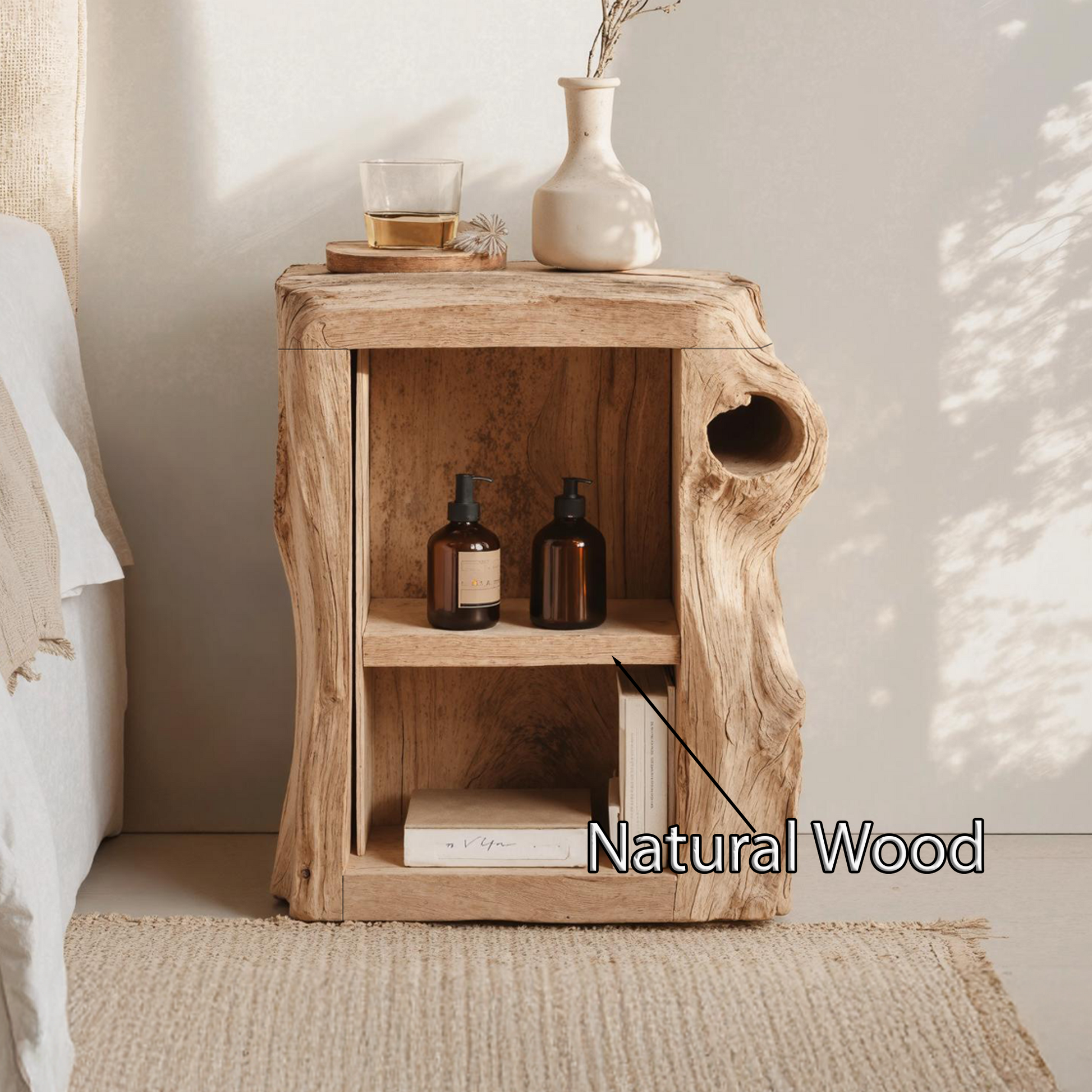 Handcrafted Live Edge Nightstand For Elegant Bedroom SILDTTNNS011