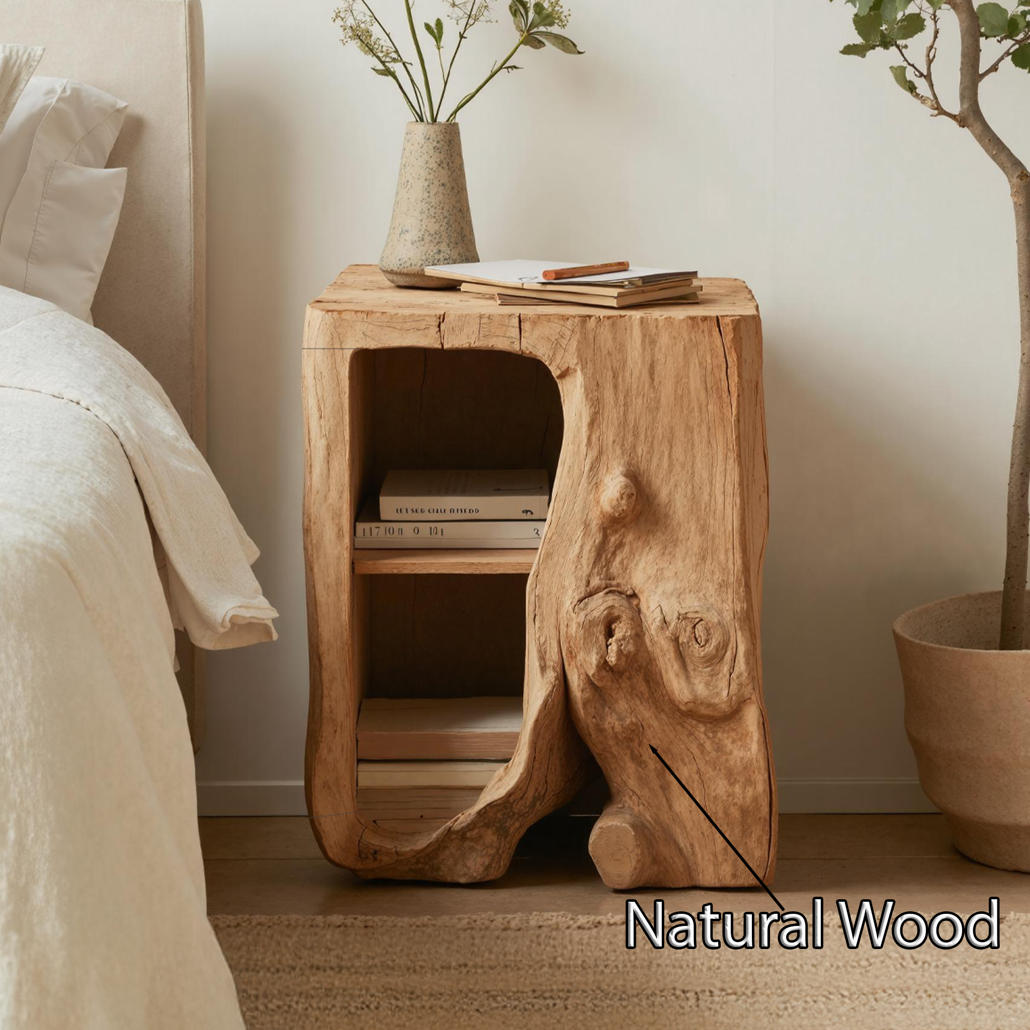 Farmhouse Live Edge Nightstand Bedroom Furniture Design SILDTTNNS003