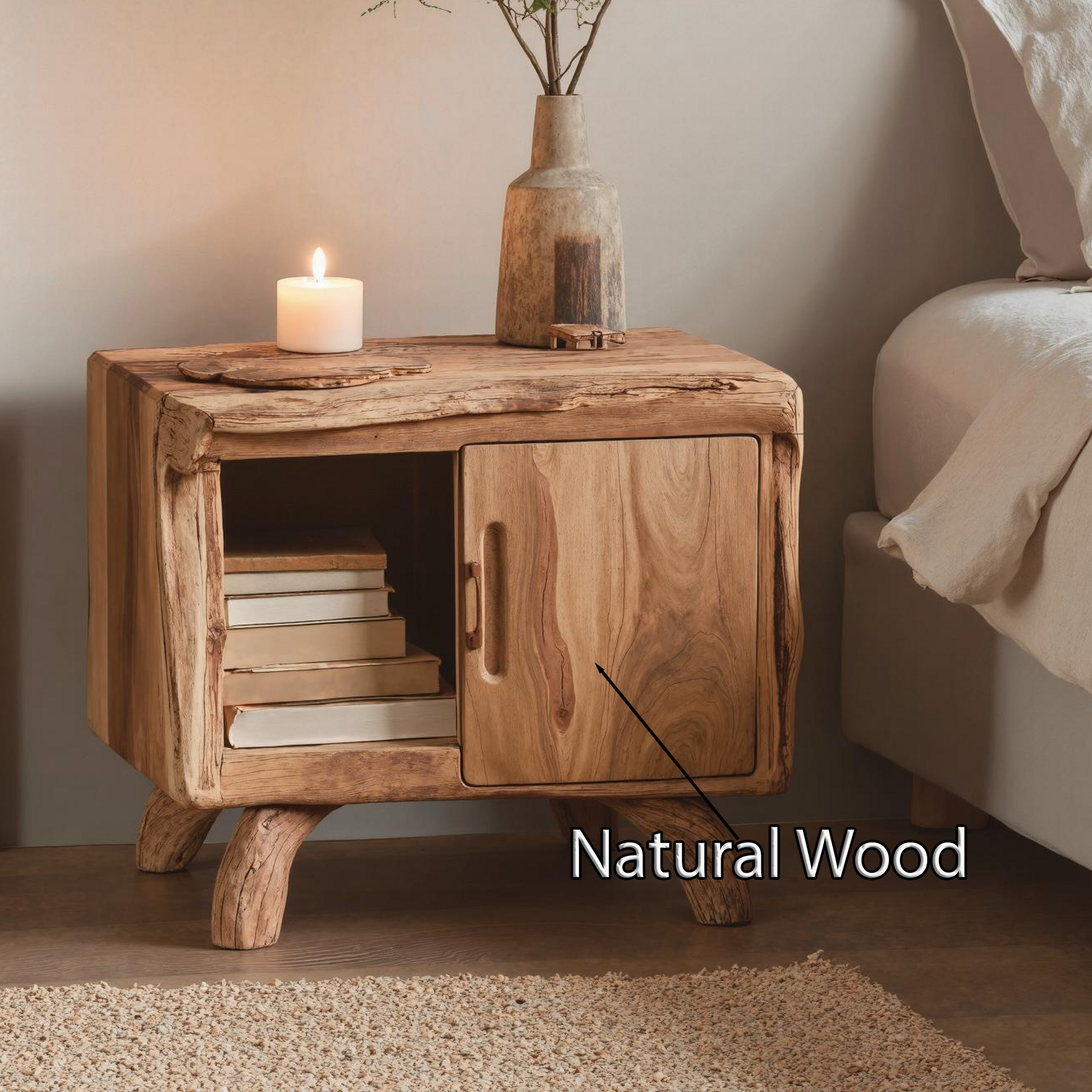 Rustic Wooden Nightstand For Cozy Bedroom Style SILDTTNNS004