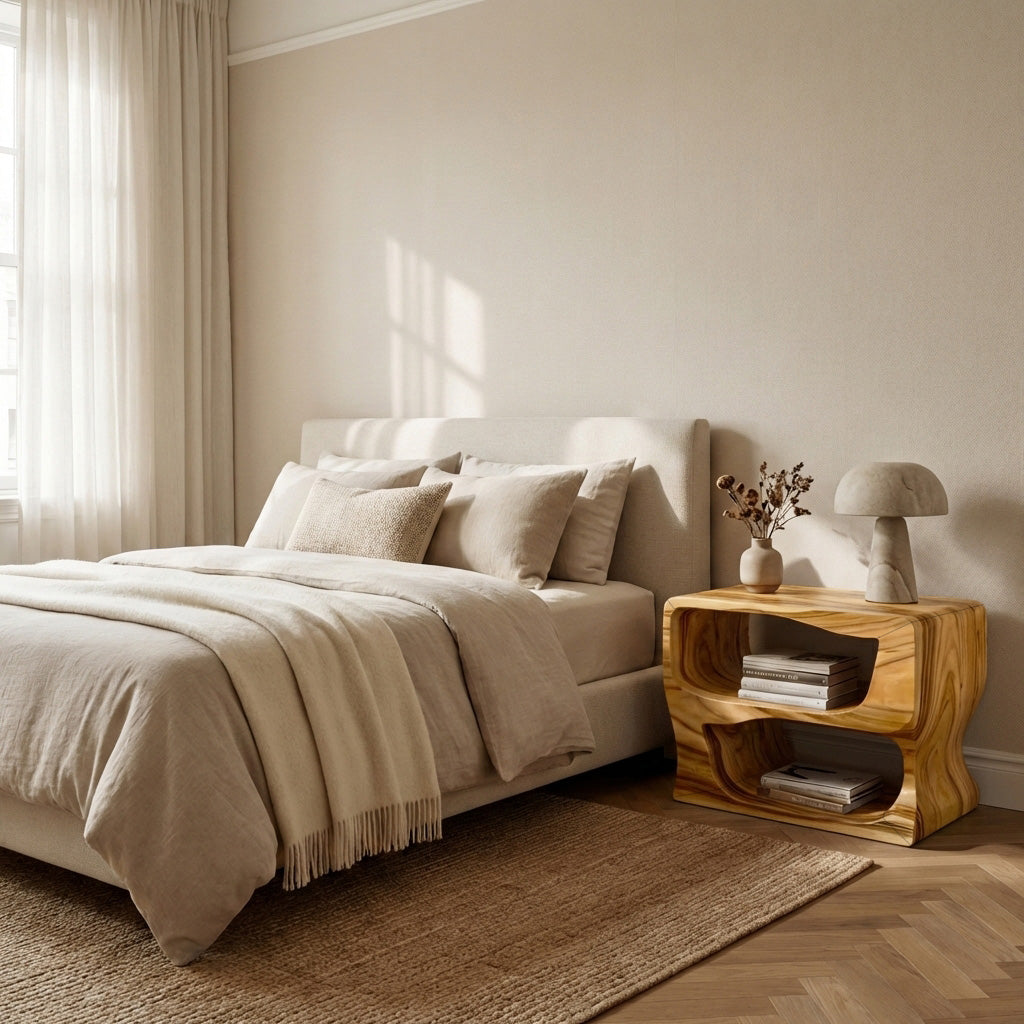 Organic Modern Wooden Nightstand For Bedroom RTTHHNNS030