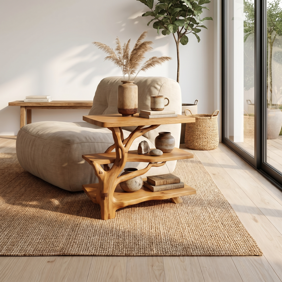 Rustic Tree Bedside Table Bedroom SINLSABT073