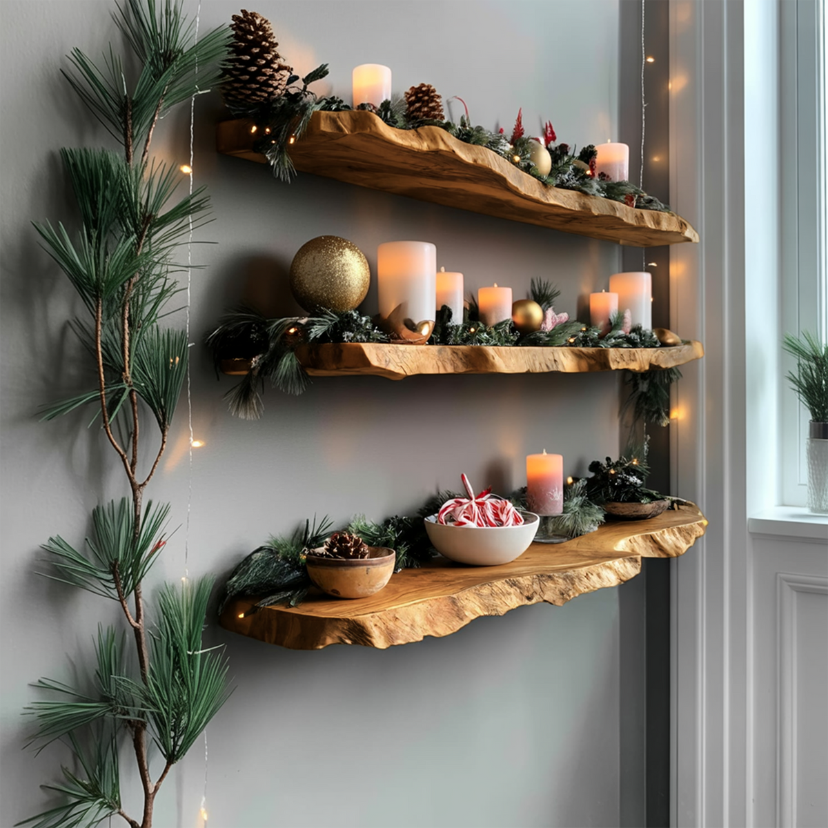 Mid Century Solid Wood Floating Shelf For Stylish Holiday Bedroom Decor