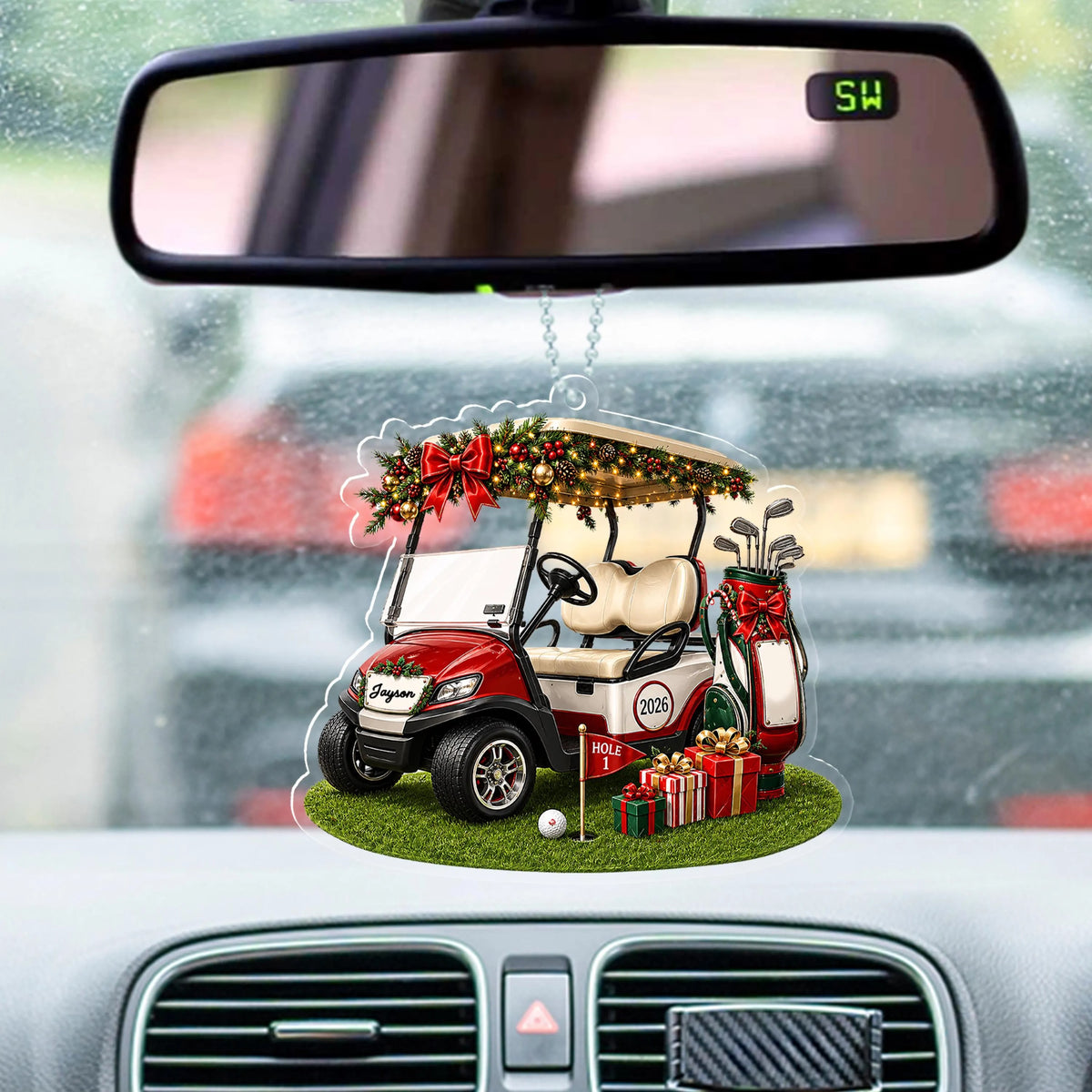 Personalized Golf Cart Christmas Ornament, Custom Name and 2026 Acrylic Golfer Decoration