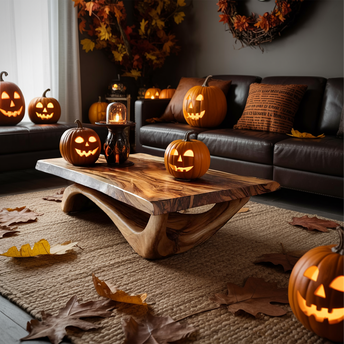 Modern Solid Wood Coffee Table Livingroom Decor Spooky Haunted Style