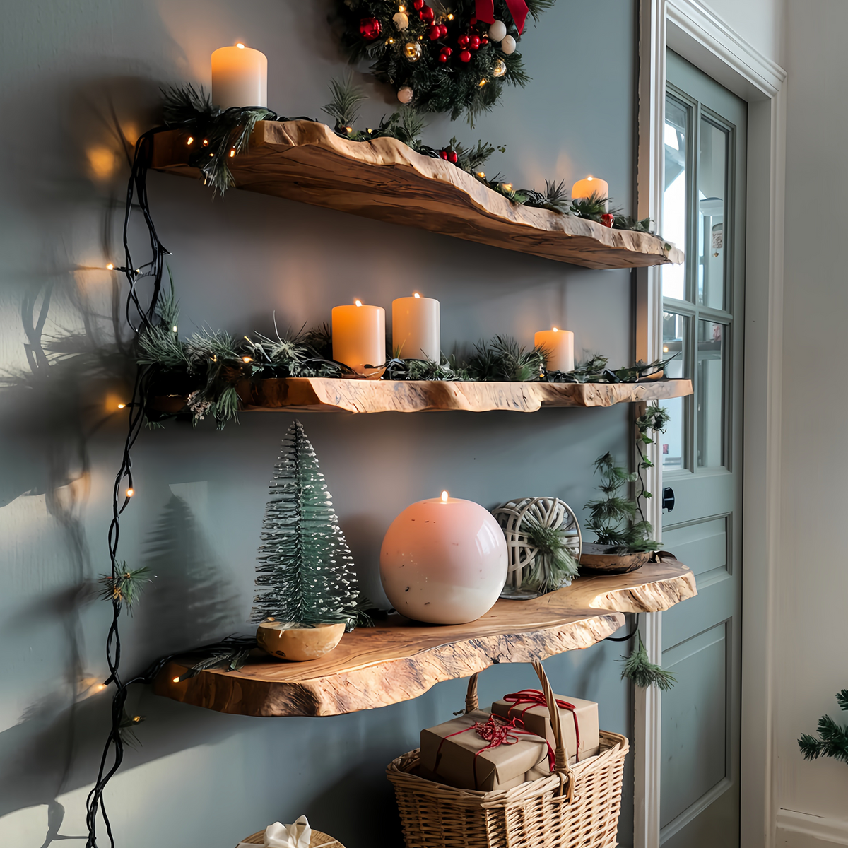 Mid Century Solid Wood Floating Shelf For Stylish Holiday Bedroom Decor